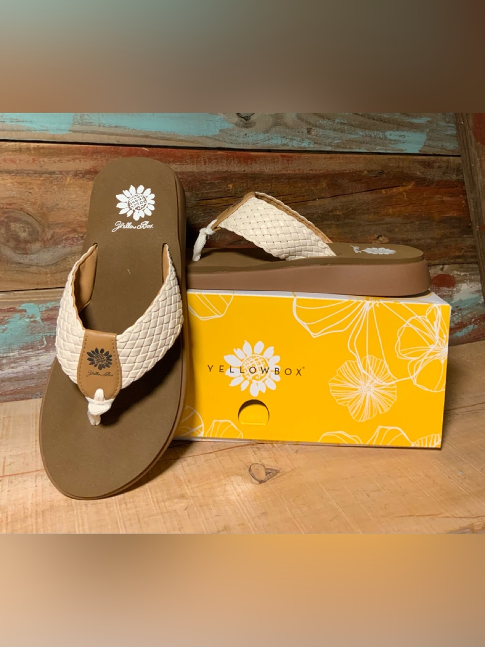 Yellow Box Gamma Cream Braided Platform Thong Sandal